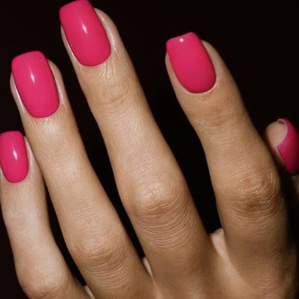 NEW Candy Cane Pink Glossy Square Press-On Nails Set